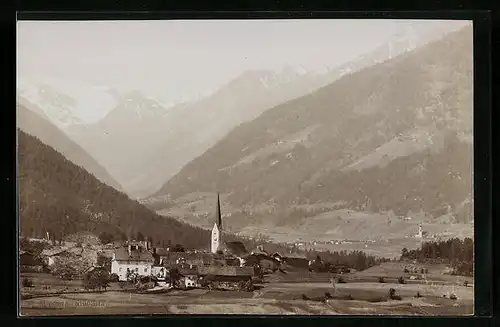 Foto-AK Fritz Gratl: Mieders i. Stubaital, Ortsansicht mit Kirche