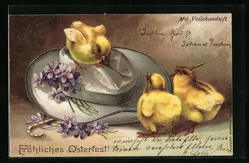 Duft-AK Osterküken mit Veilchenduft