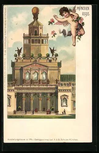 Lithographie München, Ausstellung 1898, Mittelbau
