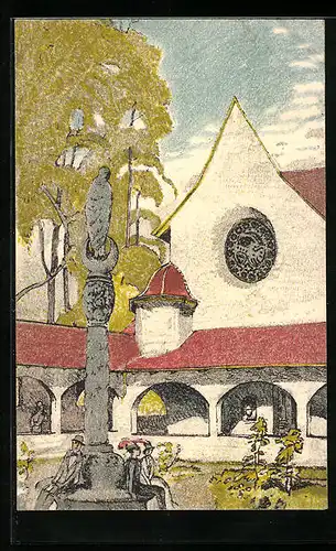 Künstler-AK Bern, Schweizerische Landesausstellung 1914, Dörfli, Kreuzgang