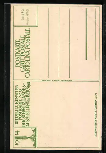 Künstler-AK Bern, Schweizerische Landesausstellung 1914, Weinbau