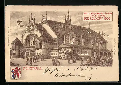 Lithographie Düsseldorf, Industrie- Gewerbe- und Kunst-Ausstellung 1902, Festhalle