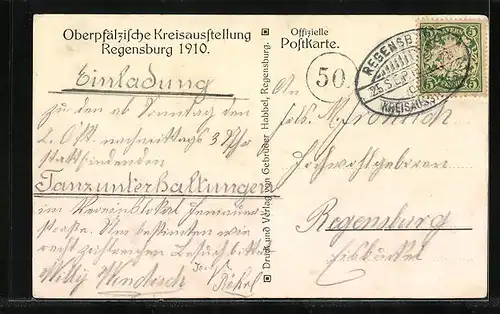AK Regensburg, Oberpfälzische Kreisausstellung 1910