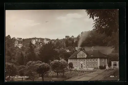 AK Ruhla, Stadt-Bad aus der Vogelschau