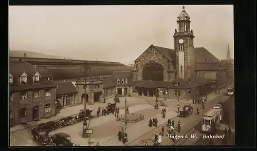 AK Hagen i. W., Bahnhof aus der Vogelschau