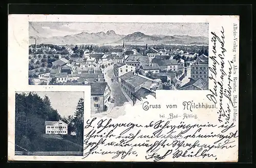 AK Bad Aibling, Teilansicht, Gasthaus Milchhäusl