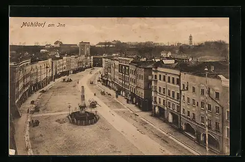 AK Mühldorf am Inn, Strassenpartie aus der Vogelschau
