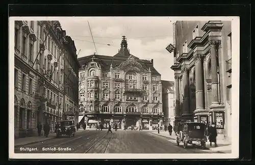 AK Stuttgart, Schloss-Strasse mit Wiener Cafe