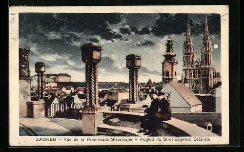 AK Zagreb, Vue de la Promenade Strosmajer