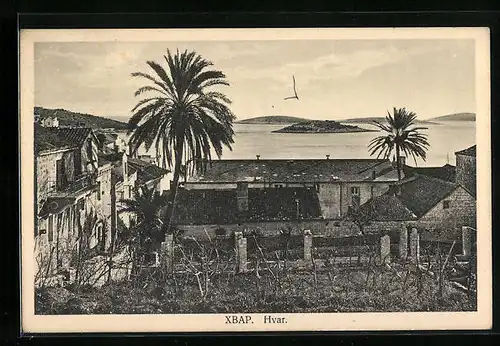 AK Hvar, Ort mit Meerblick