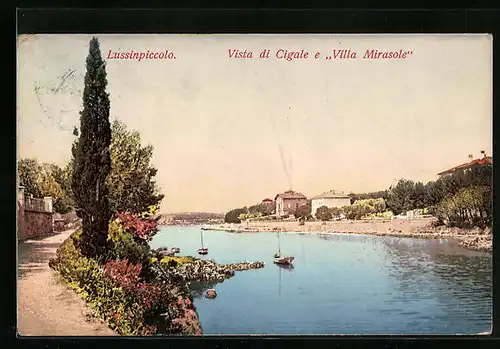 AK Lussinpiccolo, Vista di Cigale e Villa Mirasole