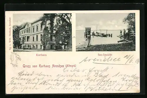 AK Arendsee /Altmark, Kurhaus und See-Ansicht