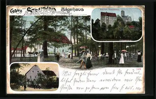 AK Frohburg, Gasthaus Jägerhaus / Streitwald, Schloss Gnandstein