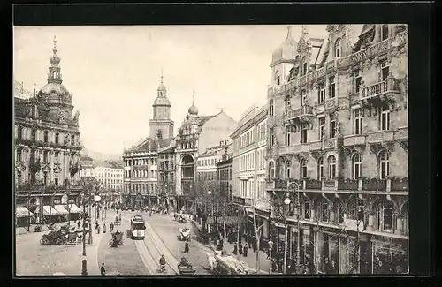 AK Frankfurt a. M., Partie am Rossmarkt mit Strassenbahn