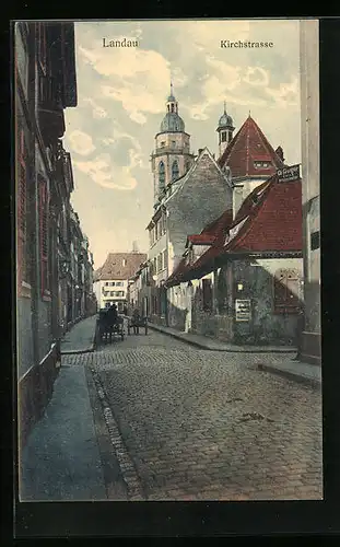 AK Landau, Partie in der Kirchstrasse