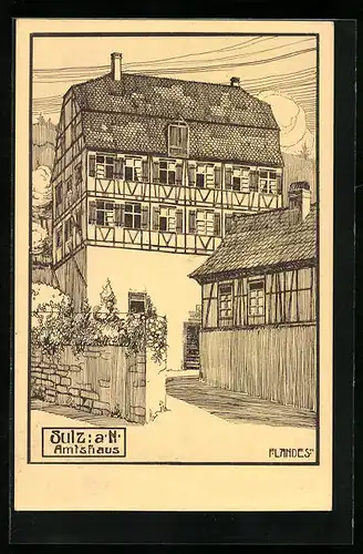 Künstler-AK Sulz a. N., Das Amtshaus