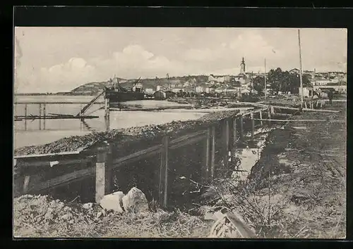 AK Belgrad, verlassene serbische Verteidungungsstellungen am Donauufer