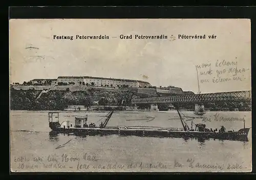 AK Peterwardein, Ansicht der Festung vom anderen Flussufer aus
