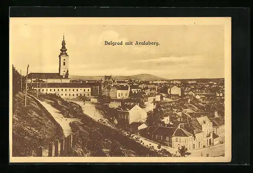 AK Belgrad, Ortsansicht mit Avalaberg