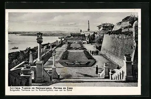 AK Belgrade, Terrasse sur la Kalémégdan, Vue sur la Save
