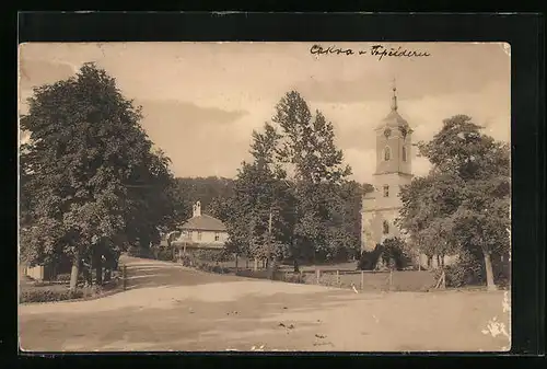 AK Belgrad, Strassenpartie mit Kirche