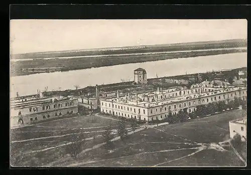 AK Belgrad, Zerschossene Kasernen von Kalimegdan mit dem Nebojse-Turm