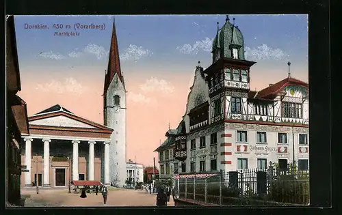 AK Dornbirn, Strassenpartie am Marktplatz