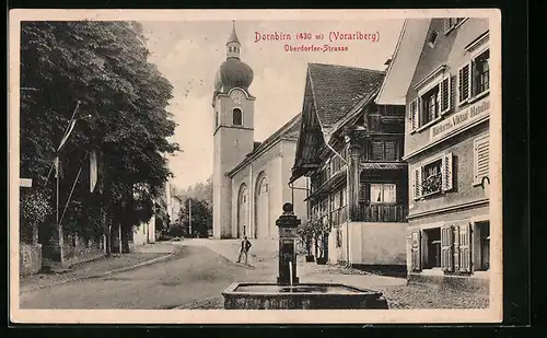 AK Dornbirn, Oberdorfer Strasse mit Blick zur Kirche