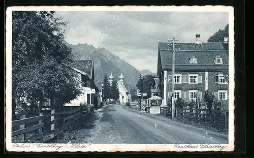 AK Dalaas, Strassenpartie am Platz mit Gasthaus Christberg