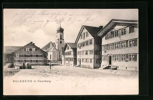 AK Sulzberg, Gasthäuser zum Adler und zur Krone am Marktplatz