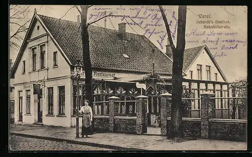 AK Varel, Deharde`s Gasthof in der Bahnhofstrasse