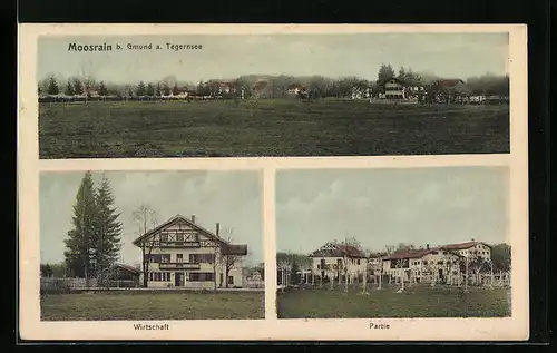 AK Moosrain b. Gmund a. Tegernsee, Gasthaus, Ortspartie, Teilansicht