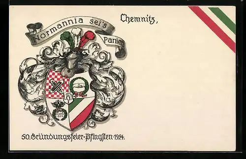 AK Chemnitz, 50. Gründungsfeier der Burschenschaft Normannia 1924, Studentenwappen