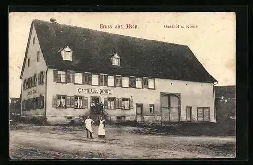 AK Asen, Gasthof zur Krone mit Wirtsleuten