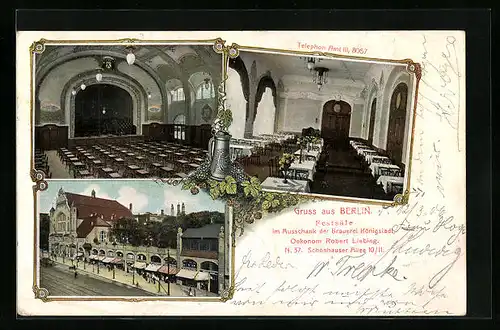 AK Berlin, Gasthaus Brauerei Königstadt in der Schönhauser Allee 10 /11 - Strassenansicht und Festsäle