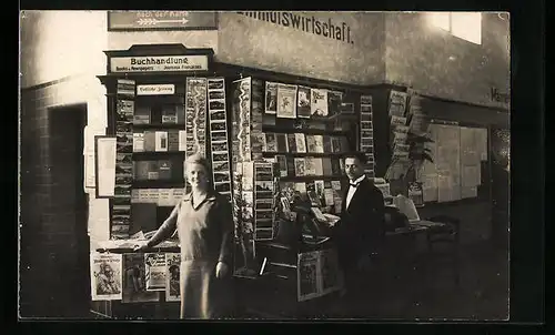 AK Ansichtskartengeschichte, Buchhandlung mit Ansichtskarten-Verkauf