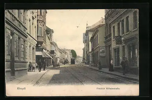 AK Rheydt, Friedrich Wilhelmstrasse mit Strassenbahn