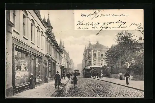 AK Rheydt, Strassenbahnen auf der Friedrich Wilhelm-Strasse