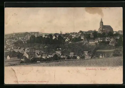 AK Schneeberg i. Erzeb., Teilansicht mit Kirche