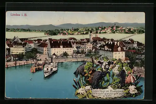 AK Lindau i. B., Teilansicht mit musizierenden Fröschen