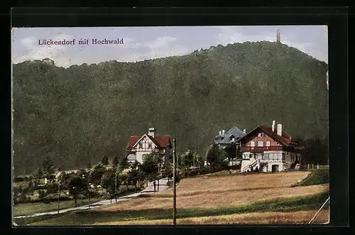 AK Lückendorf, Ortsansicht mit Strasse und Hochwald