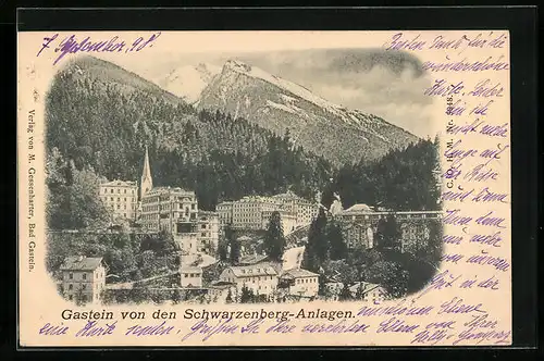 AK Badgastein, Blick von den Schwarzenberg-Anlagen