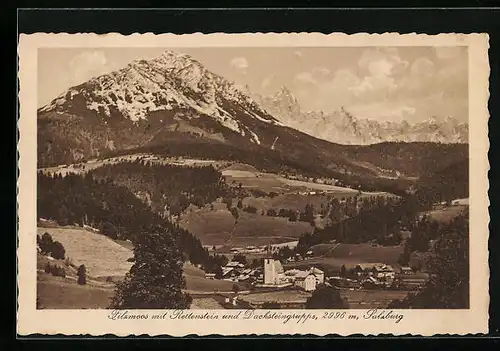 AK Filzmoos, Gesamtansicht mit Rettenstein und Dachsteingruppe