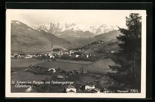 AK St. Johann im Pongau, Gesamtansicht mit Tennengebirge
