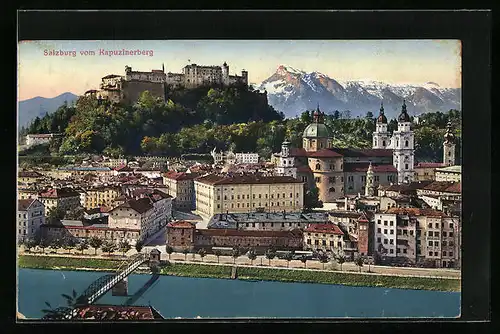 AK Salzburg, Panoramablick vom Kapuzinerberg