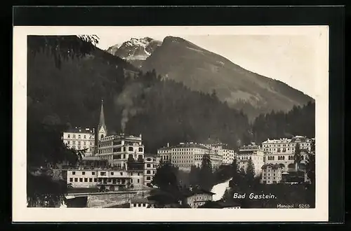AK Bad Gastein, Teilansicht mit Gebirgswand
