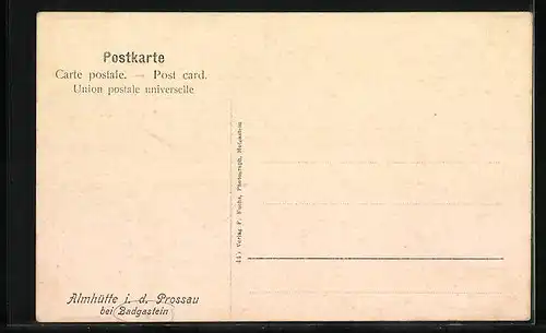 AK Badgastein, Almhütte in der Prossau