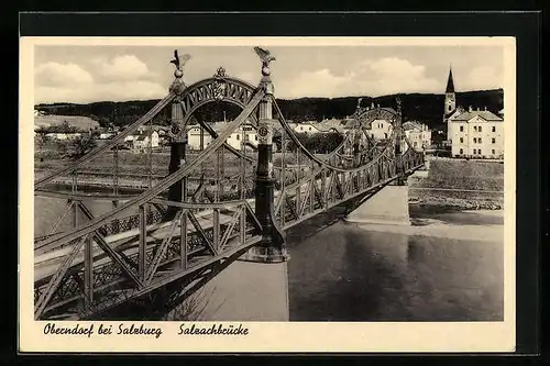 AK Oberndorf, Teilansicht mit Salzachbrücke