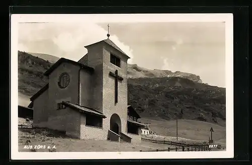 AK Zürs a. A., Kirche mit Umgebung