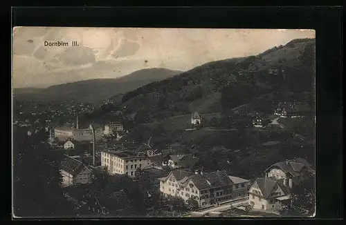 AK Dornbirn, Teilansicht mit Bergpanorama aus der Vogelschau
